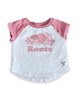 EUC Roots Baby Organic
Cotton Short Sleeve Pink and White Tee Shirt Size 3-6 Mth